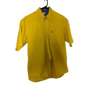 Tommy Hilfiger Mens SMALL Canary Yellow Short Sleeve Button Up, Size Small